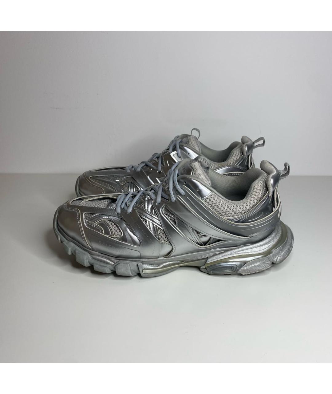 BALENCIAGA Серебряные низкие кроссовки / кеды из искусственной кожи, фото 3