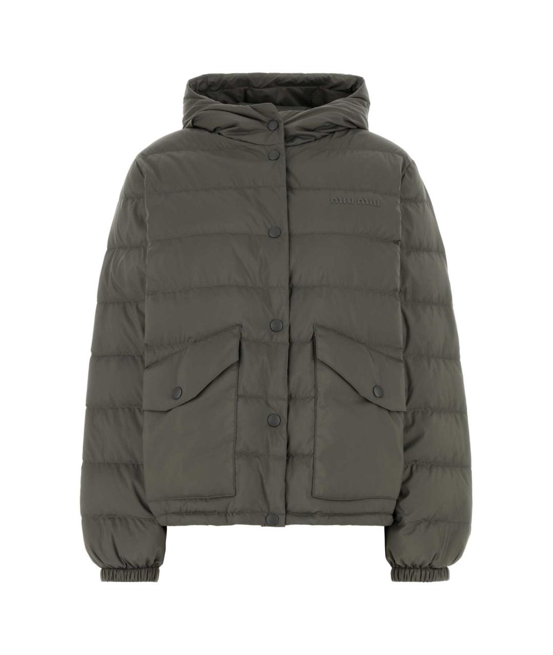 MIU MIU Серый полиэстеровый пуховик, фото 1
