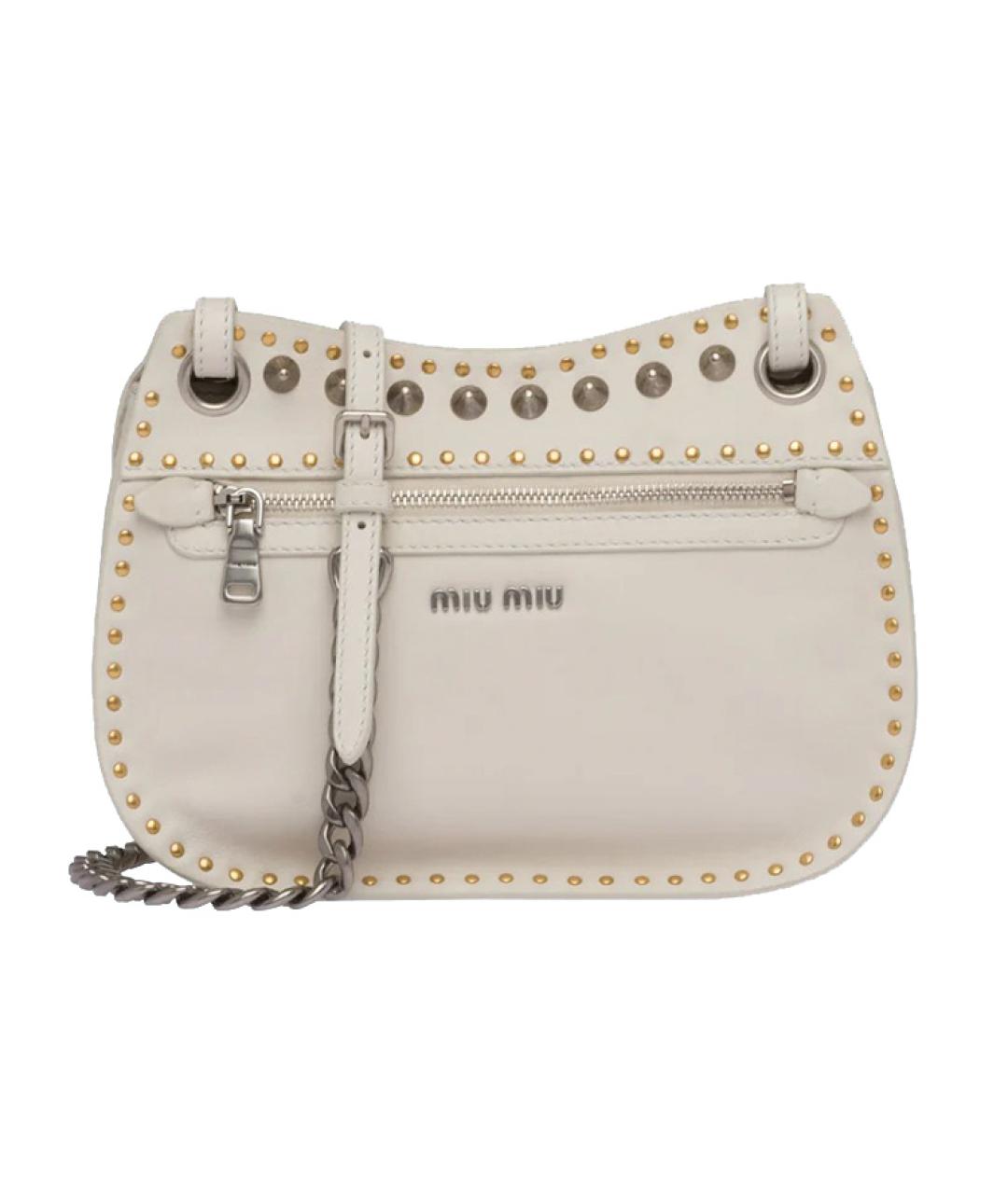 MIU MIU Белая кожаная сумка через плечо, фото 3