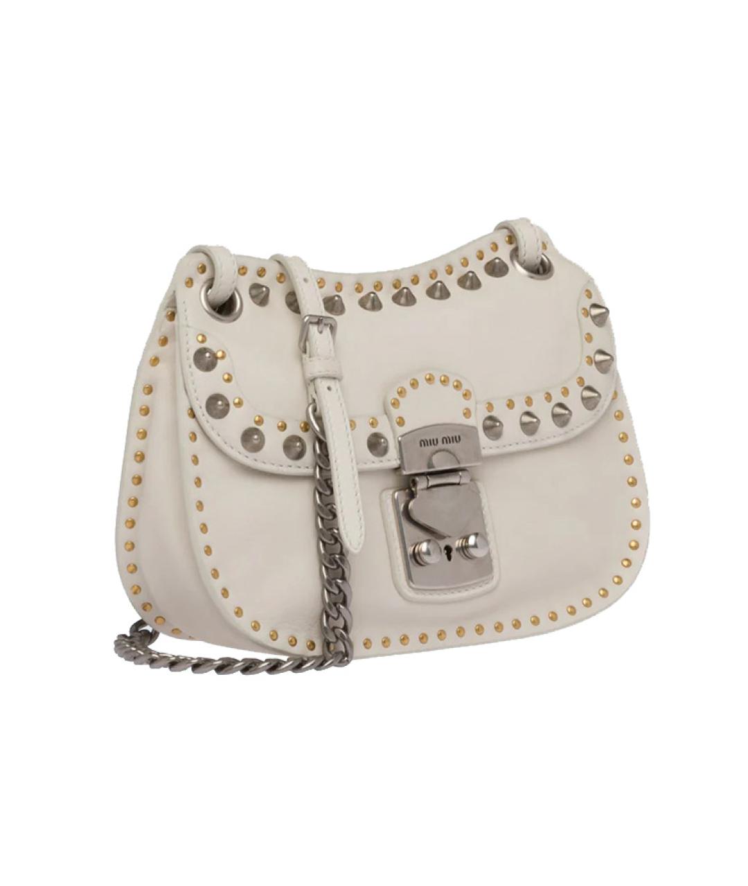 MIU MIU Белая кожаная сумка через плечо, фото 2