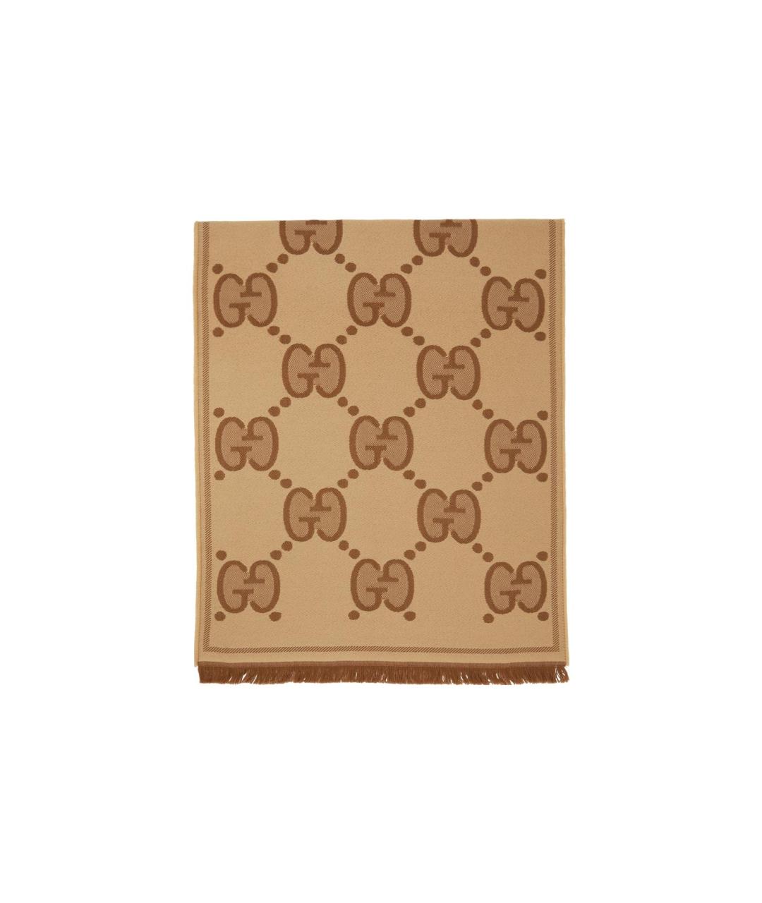 GUCCI Бежевый шерстяной шарф, фото 1