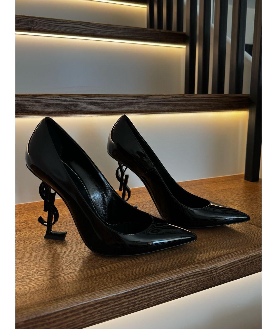 SAINT LAURENT Черные туфли из лакированной кожи, фото 2