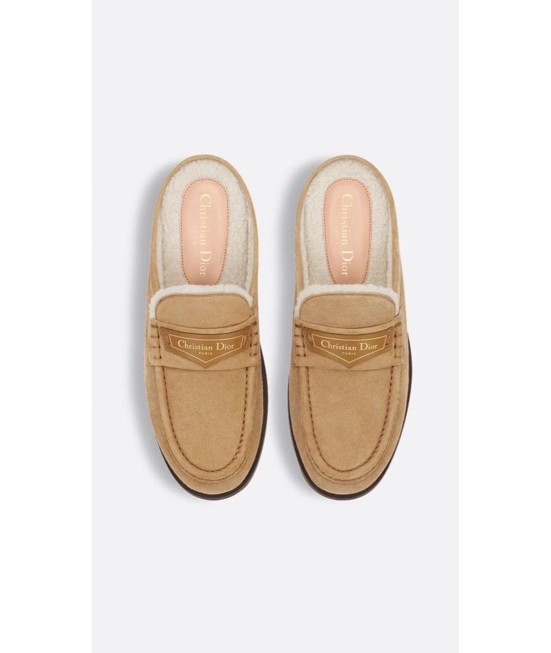 CHRISTIAN DIOR Бежевые замшевые сабо, фото 2