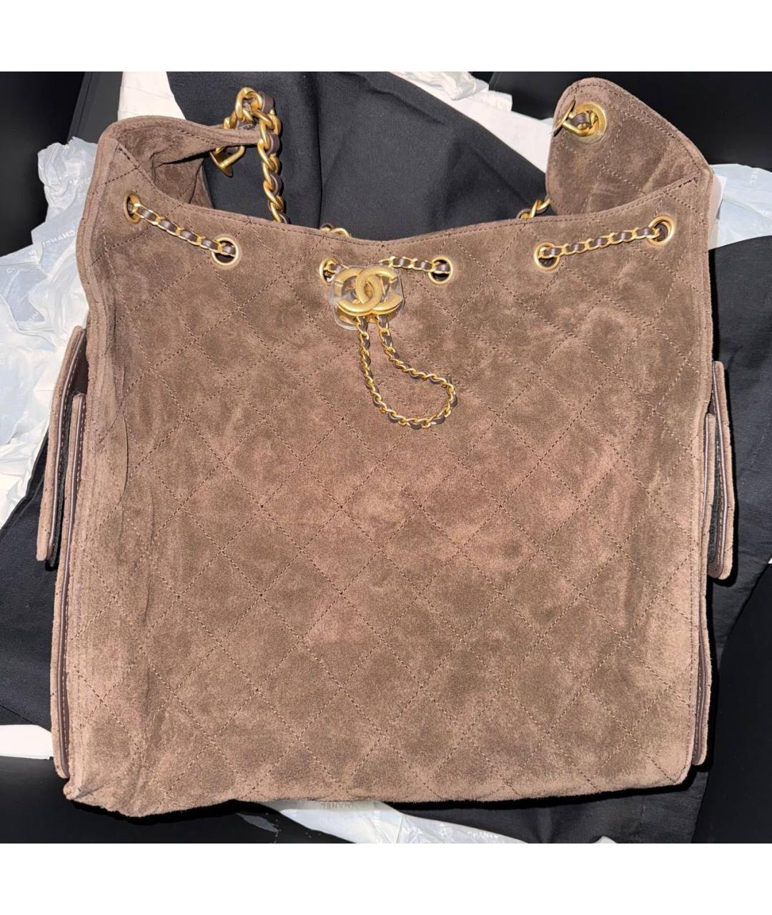 CHANEL Коричневая замшевая сумка через плечо, фото 5