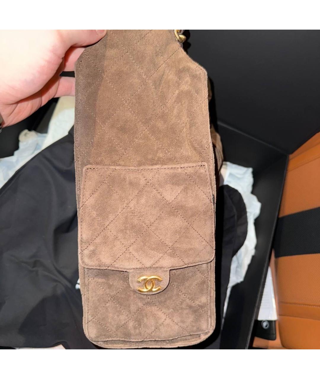 CHANEL Коричневая замшевая сумка через плечо, фото 6