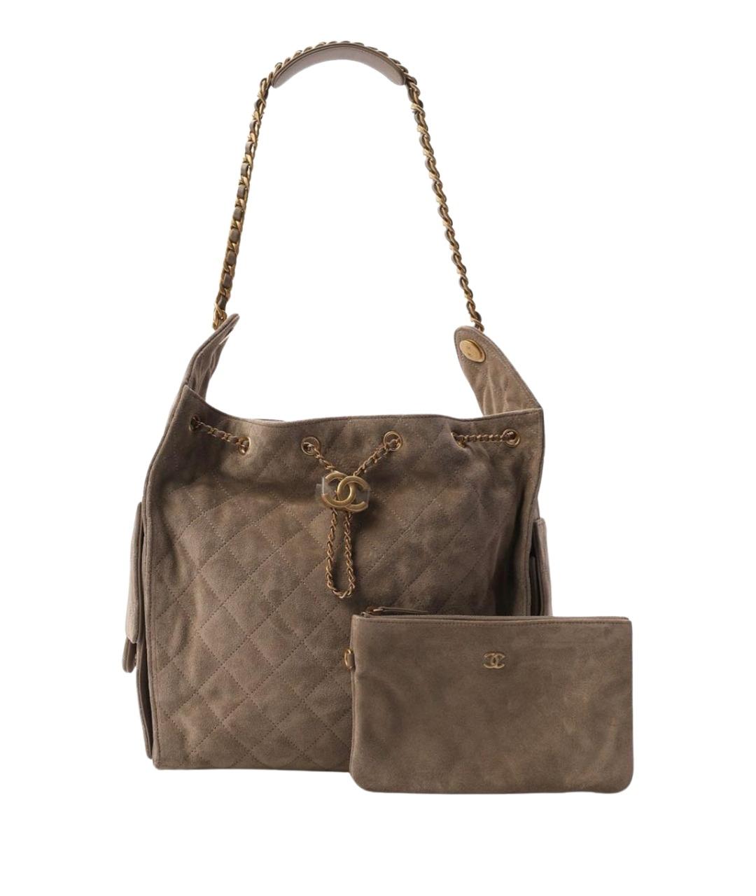 CHANEL Коричневая замшевая сумка через плечо, фото 8