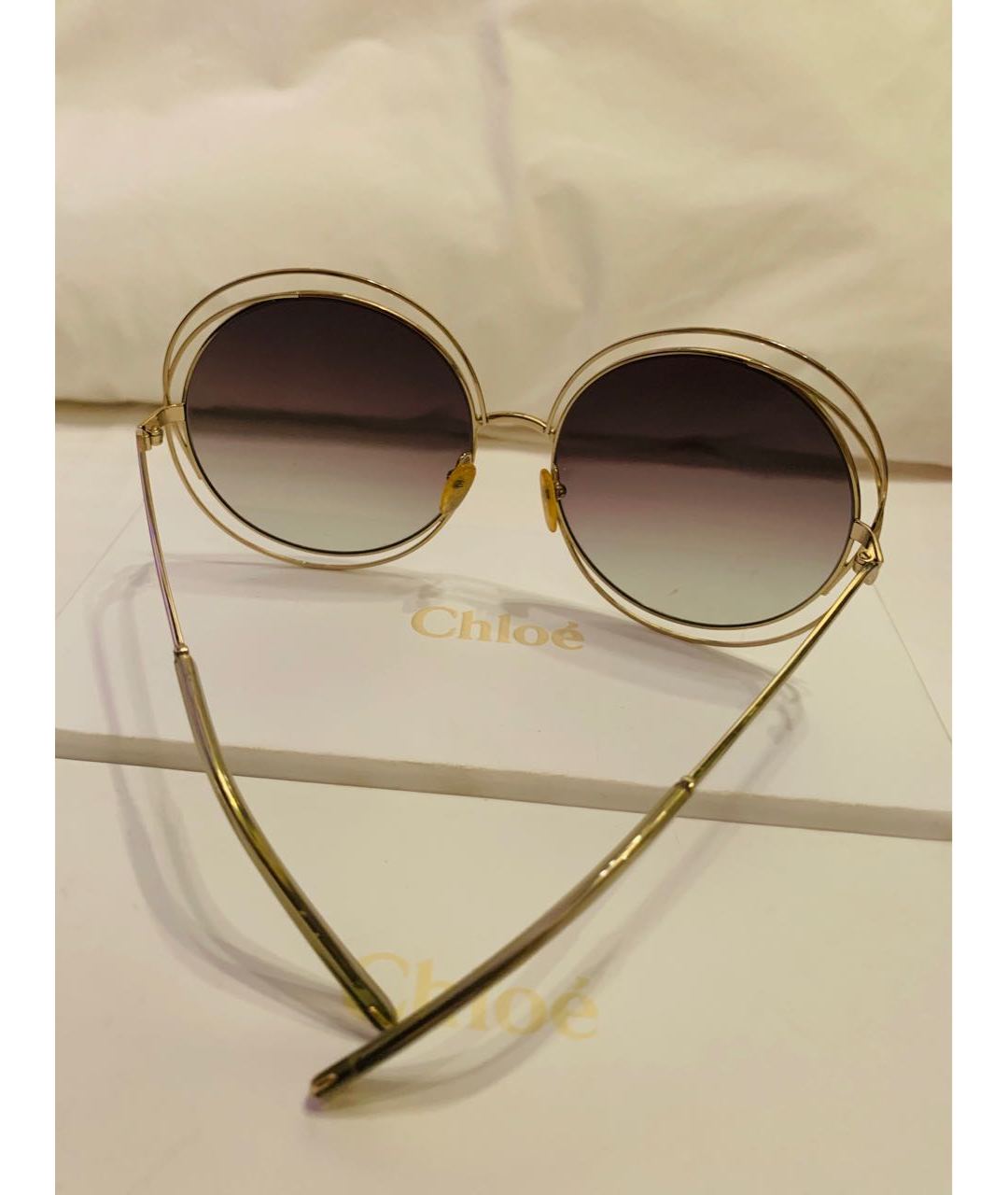 CHLOE Коричневые металлические солнцезащитные очки, фото 6