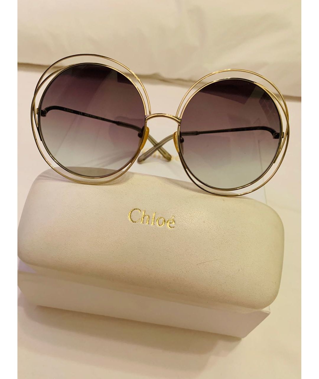 CHLOE Коричневые металлические солнцезащитные очки, фото 7