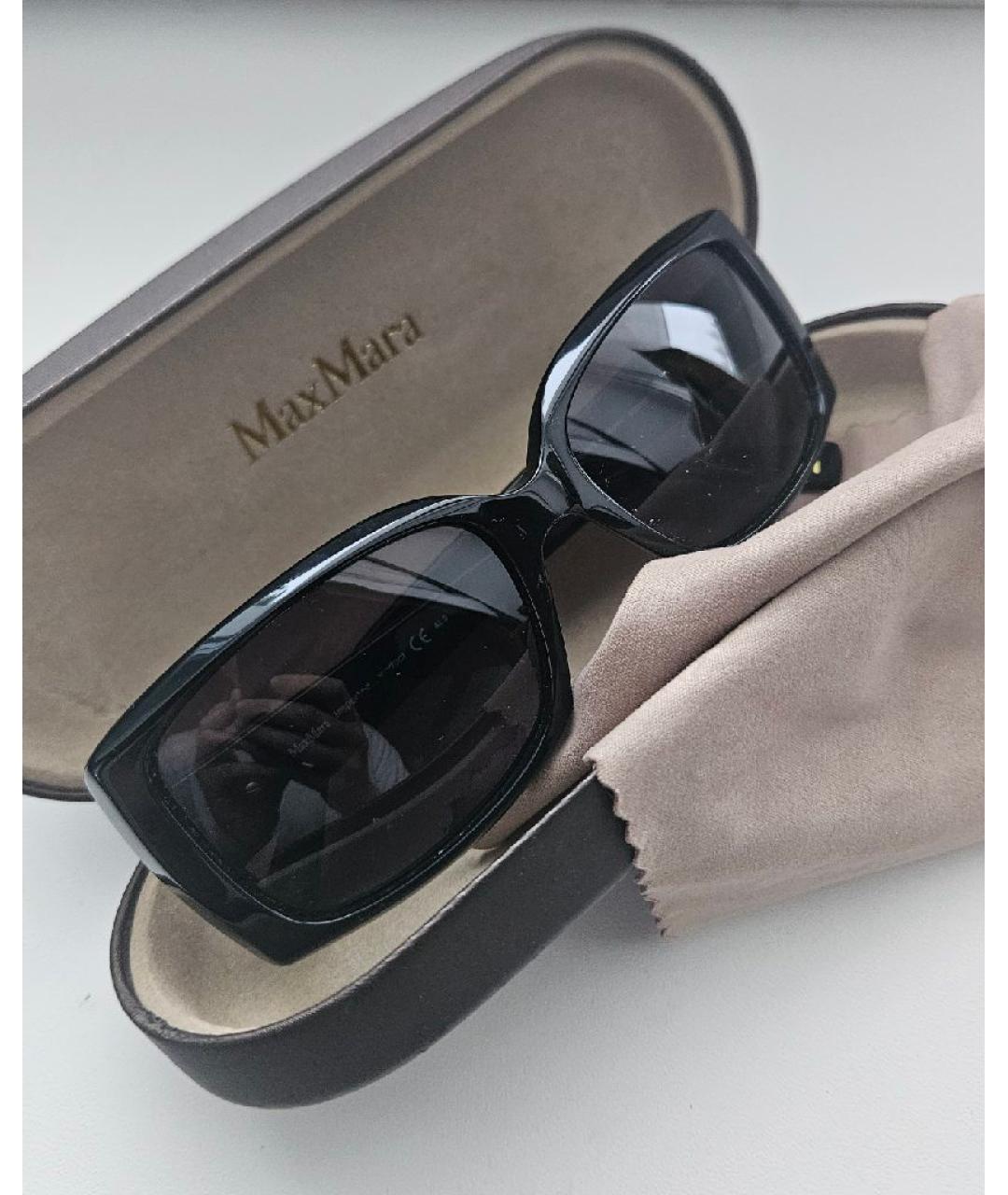 MAX MARA Черные пластиковые солнцезащитные очки, фото 4