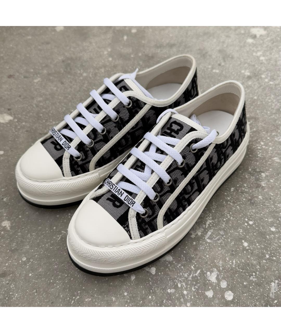 CHRISTIAN DIOR Серые текстильные кеды, фото 2