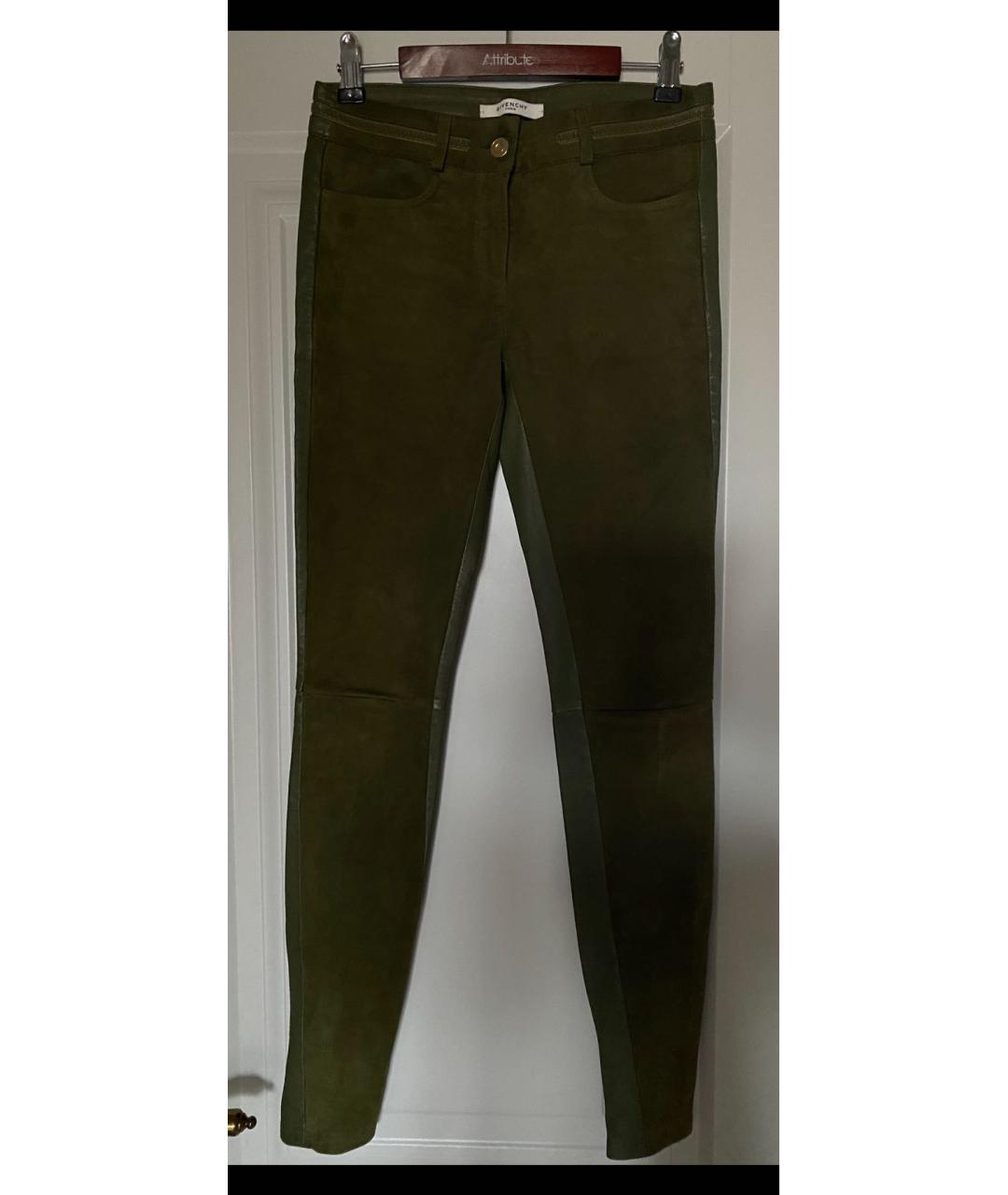 GIVENCHY Зеленые кожаные брюки узкие, фото 9