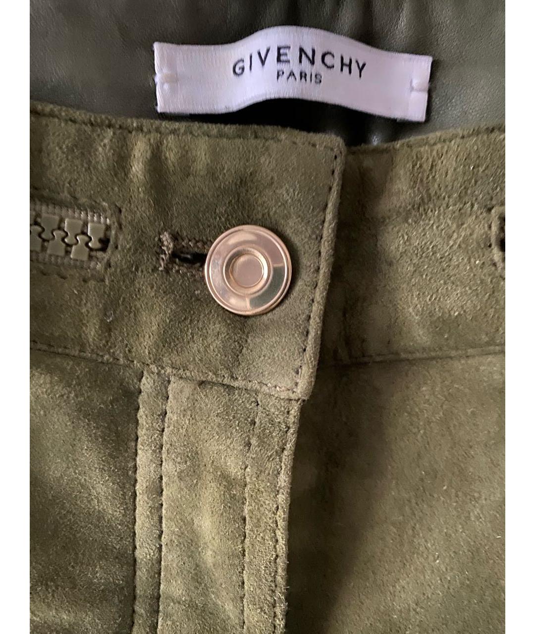 GIVENCHY Зеленые кожаные брюки узкие, фото 3