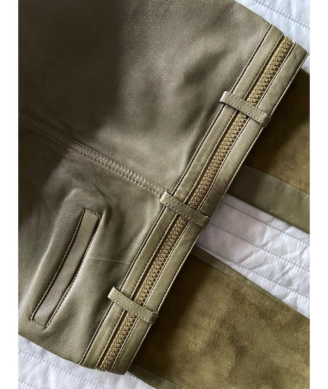 GIVENCHY Зеленые кожаные брюки узкие, фото 5