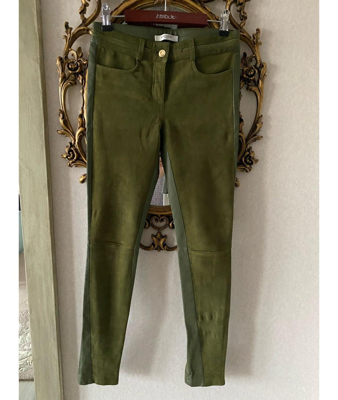GIVENCHY Зеленые кожаные брюки узкие, фото 4