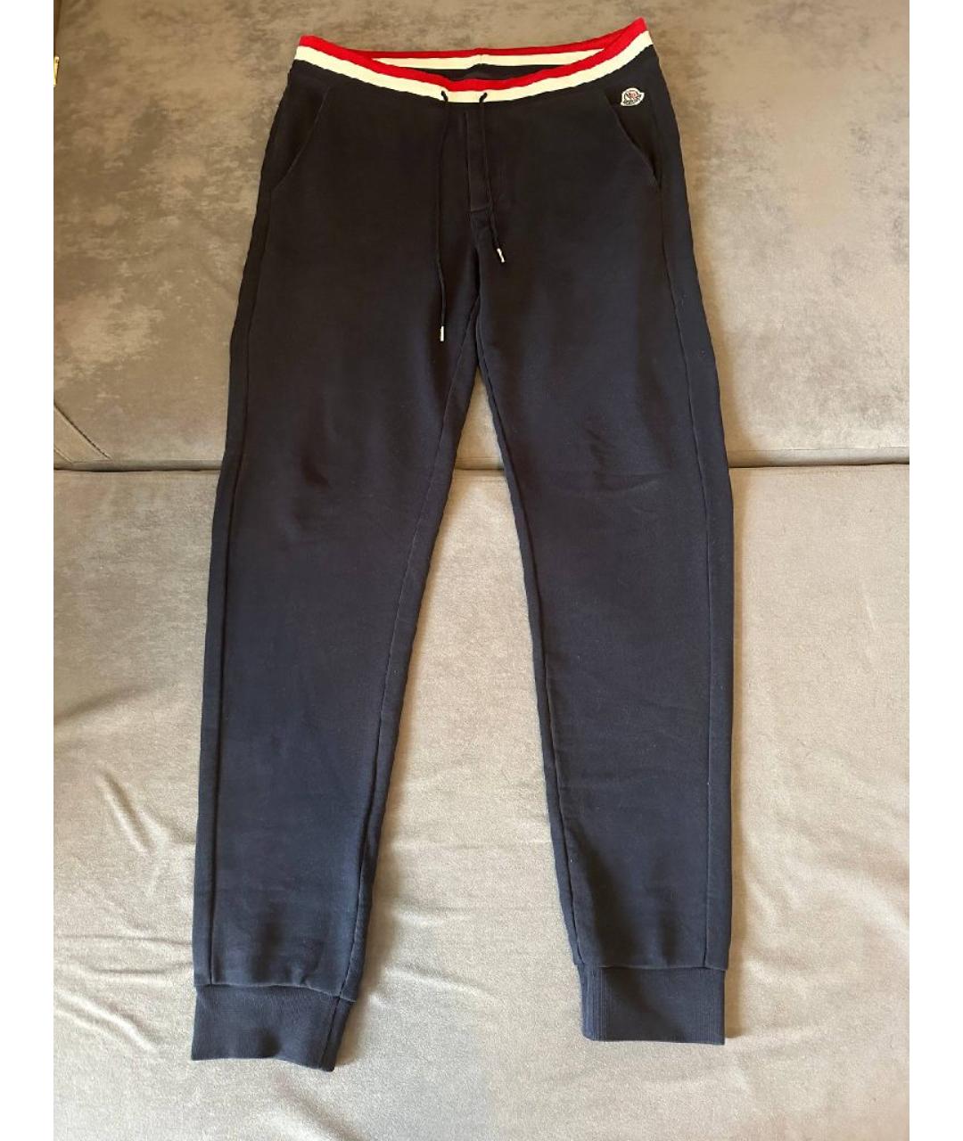 MONCLER Темно-синие хлопковые повседневные брюки, фото 5