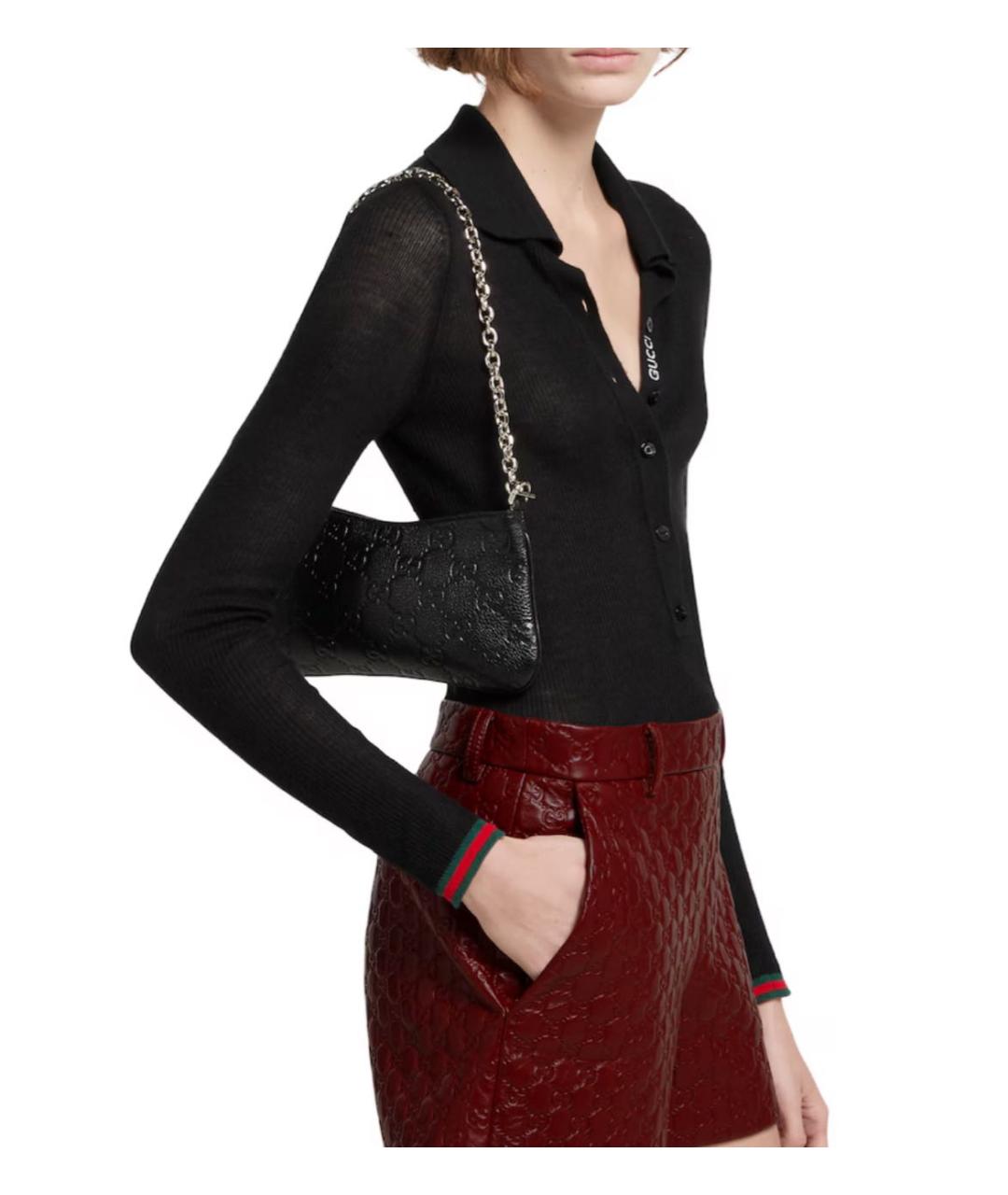 GUCCI Черная кожаная сумка с короткими ручками, фото 5