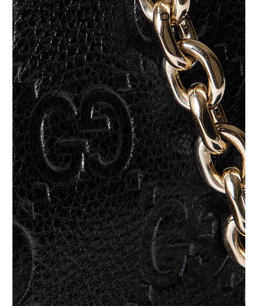 GUCCI Черная кожаная сумка с короткими ручками, фото 6