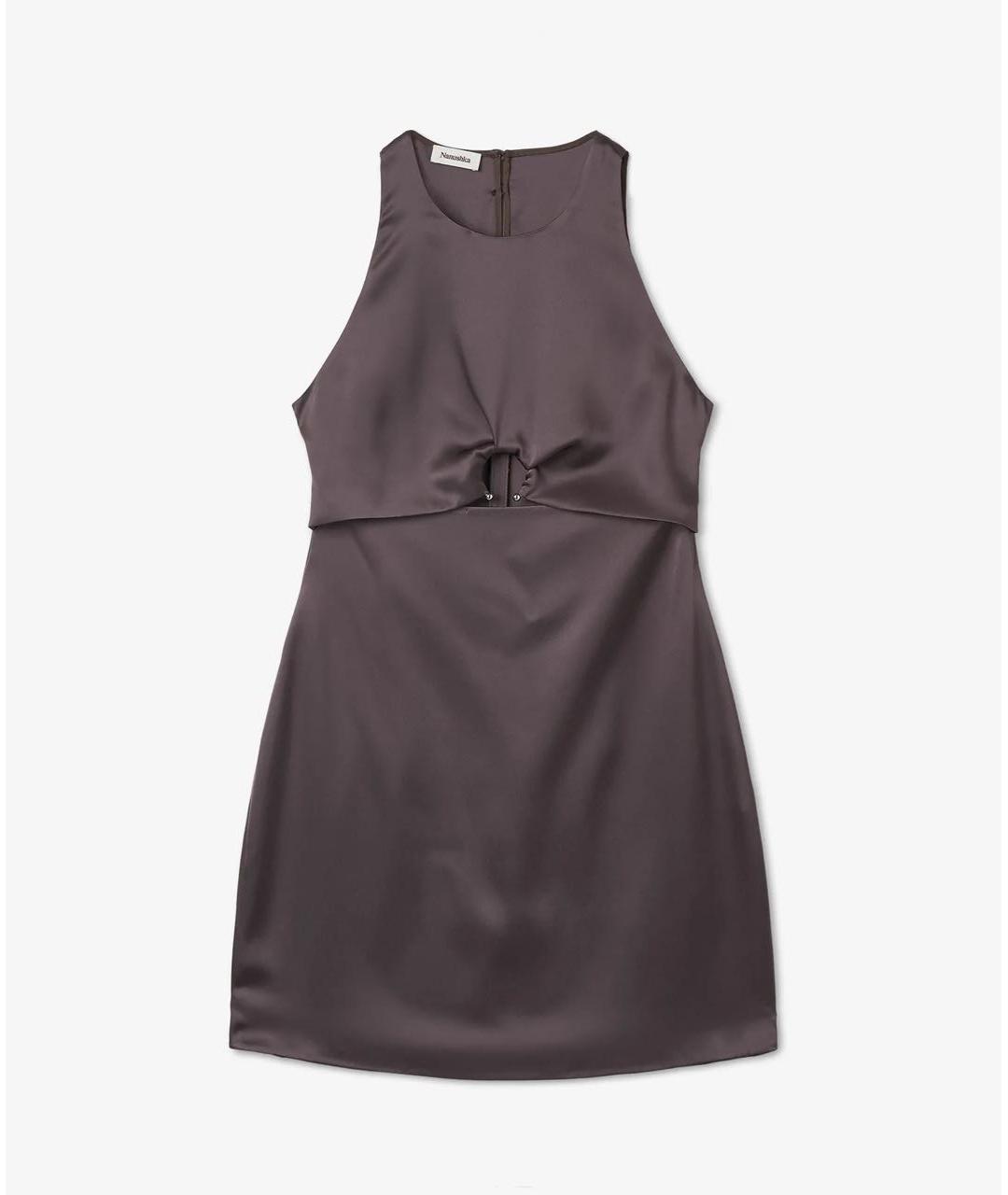 NANUSHKA Коричневое ацетатное коктейльное платье, фото 2