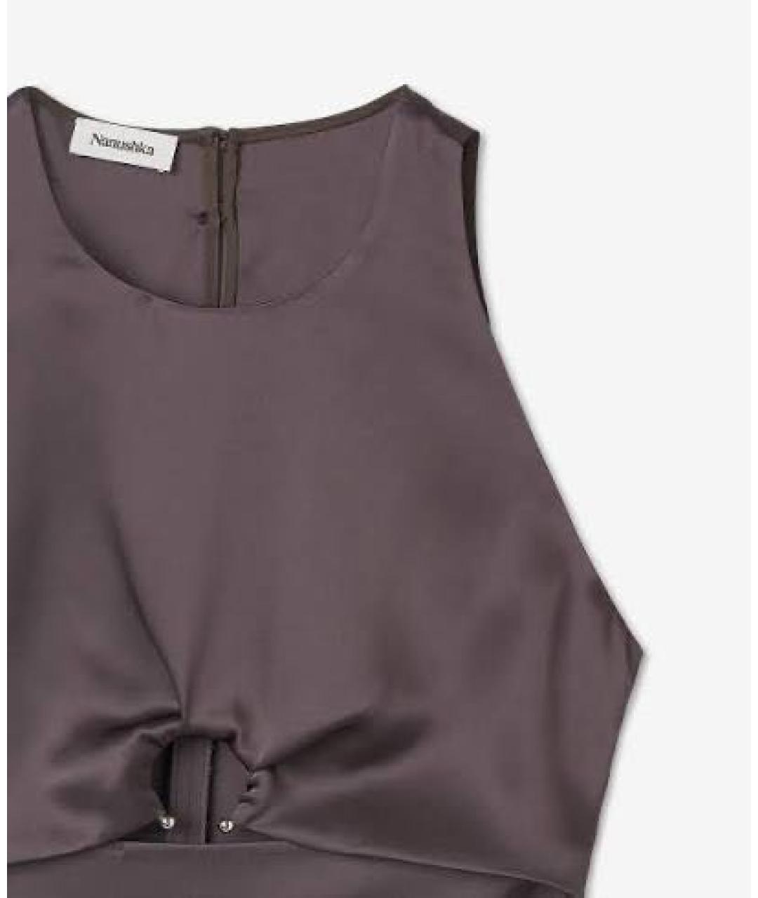 NANUSHKA Коричневое ацетатное коктейльное платье, фото 4