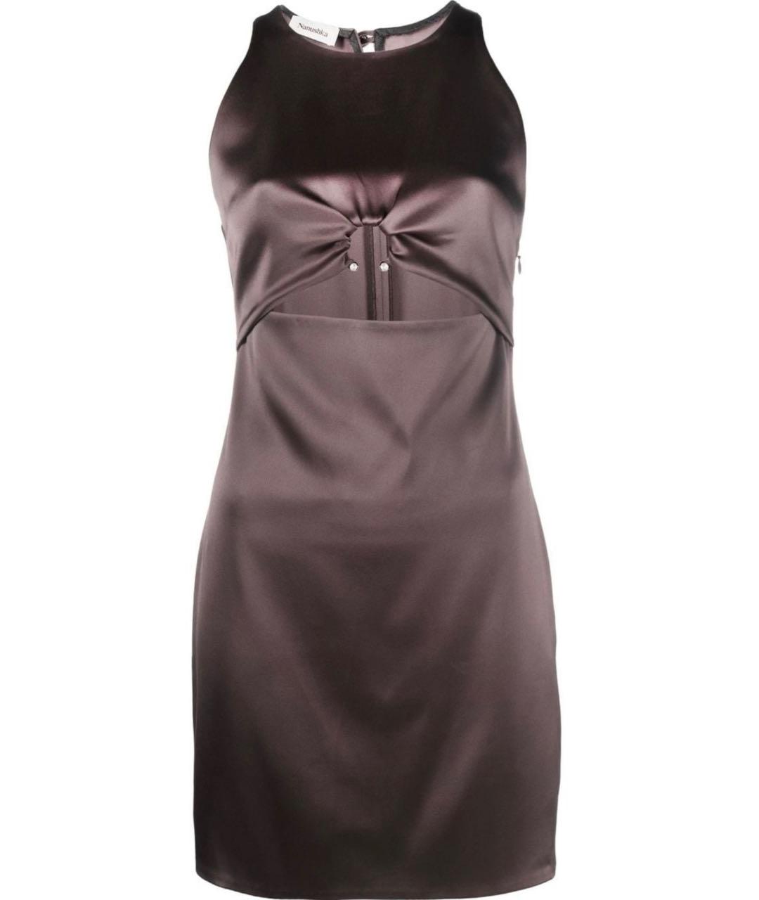 NANUSHKA Коричневое ацетатное коктейльное платье, фото 9