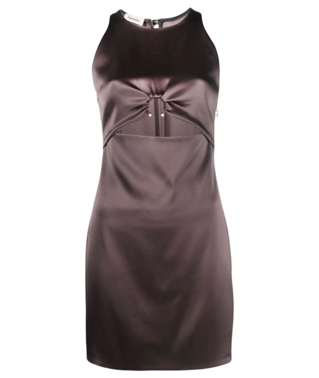 NANUSHKA Коричневое ацетатное коктейльное платье, фото 1