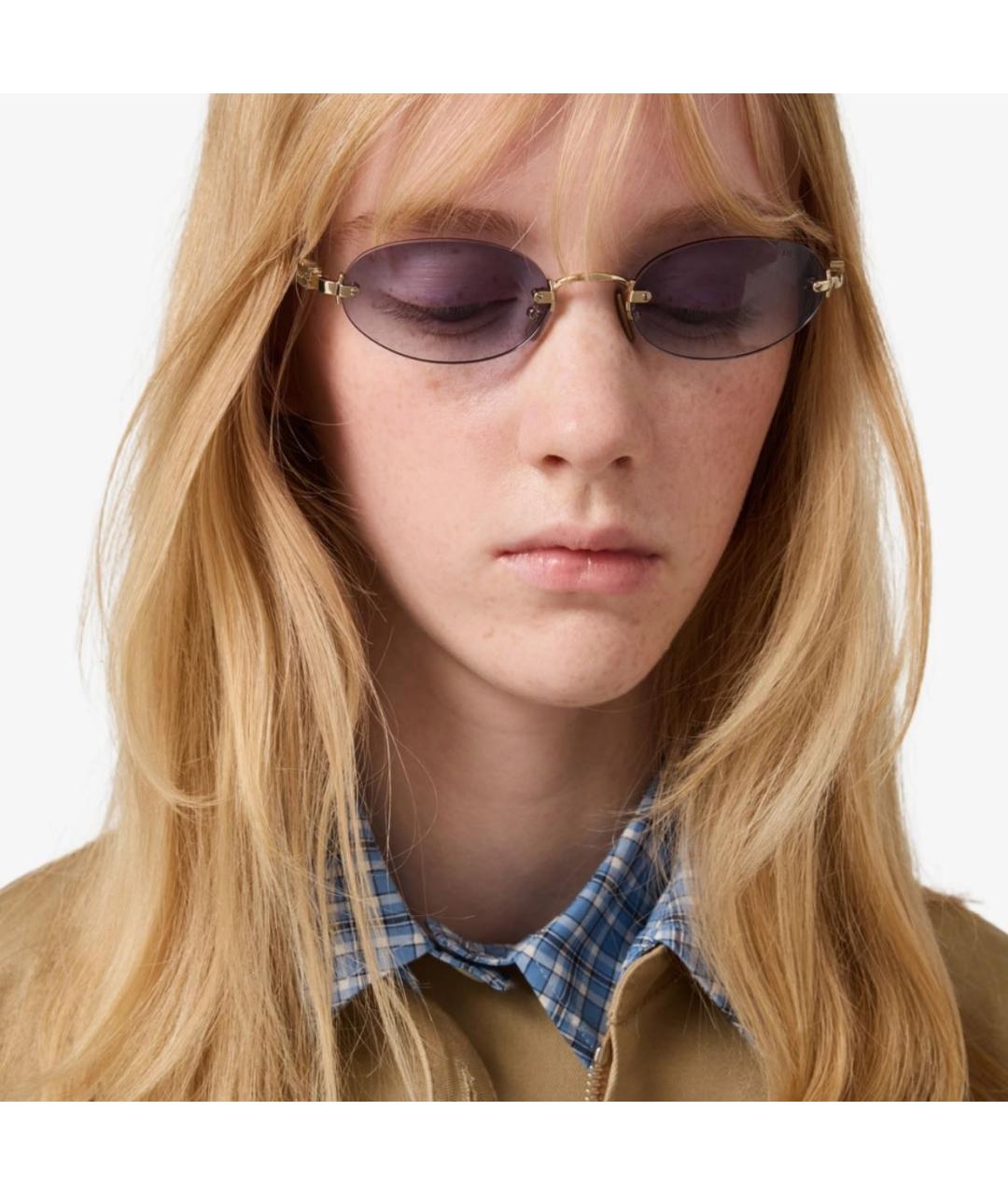 MIU MIU Синие металлические солнцезащитные очки, фото 5