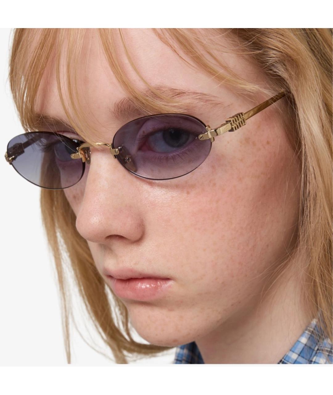 MIU MIU Синие металлические солнцезащитные очки, фото 2