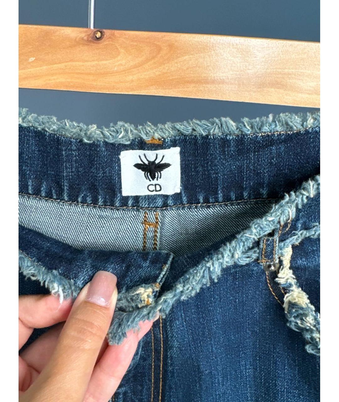 CHRISTIAN DIOR Темно-синие хлопковые прямые джинсы, фото 3