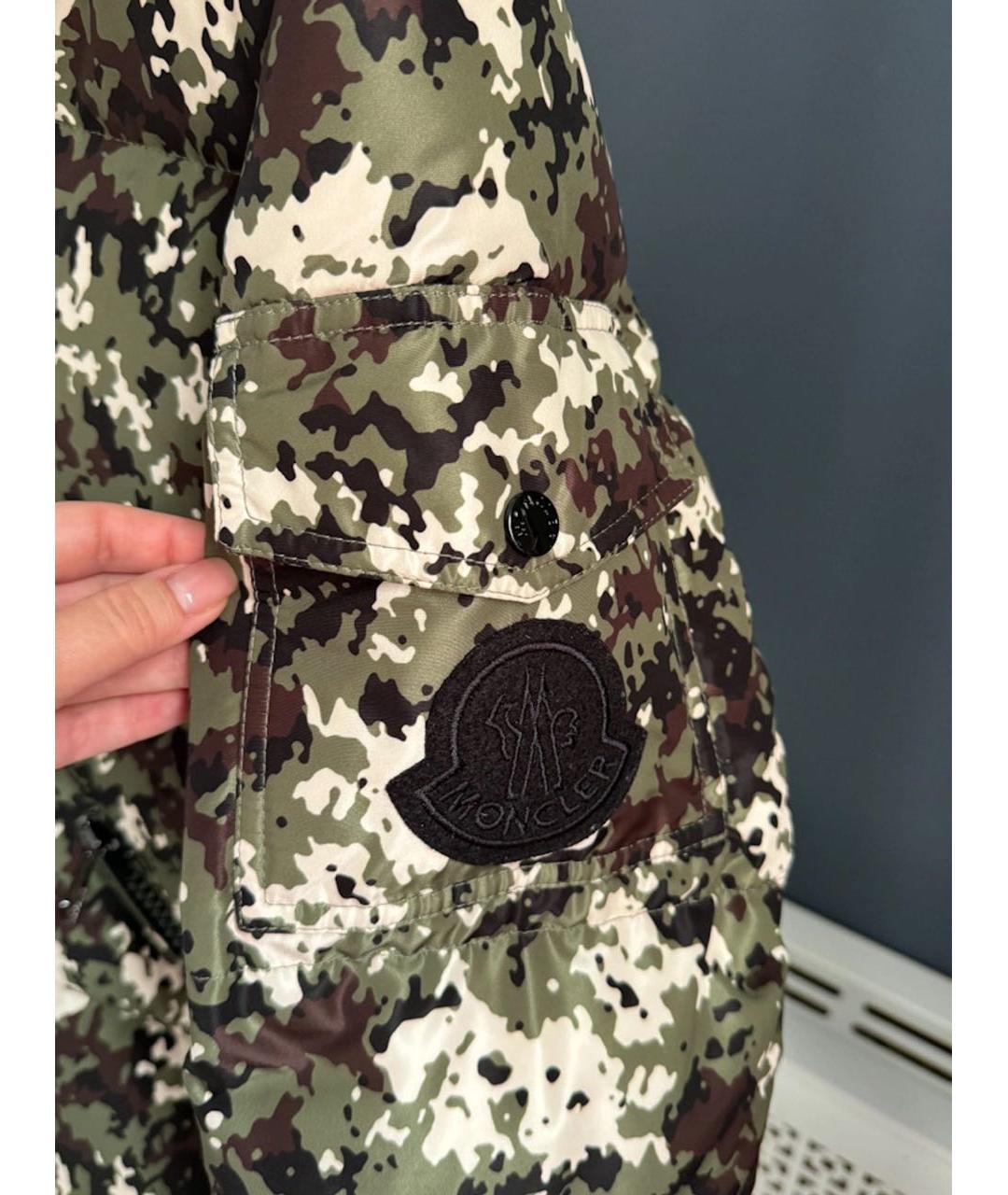 MONCLER Хаки полиэстеровый пуховик, фото 5