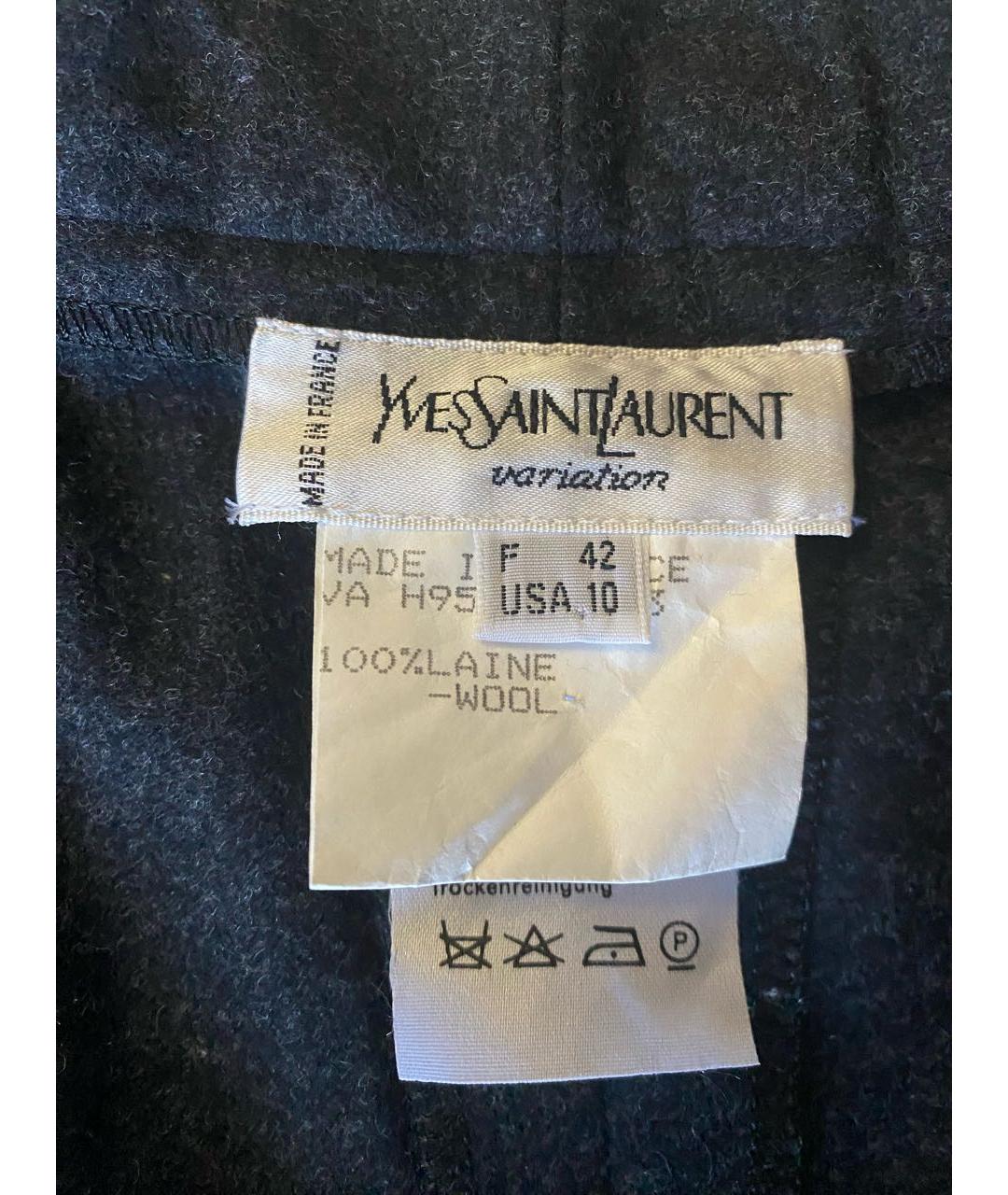 YVES SAINT LAURENT VINTAGE Серые шерстяные брюки узкие, фото 5