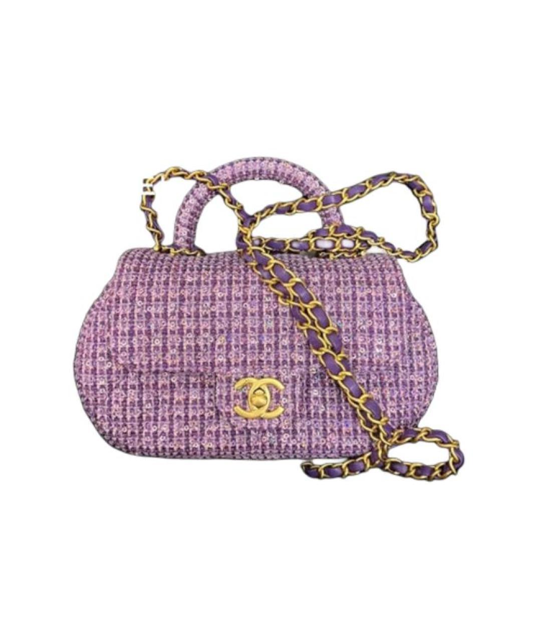 CHANEL Фиолетовая твидовая сумка через плечо, фото 2