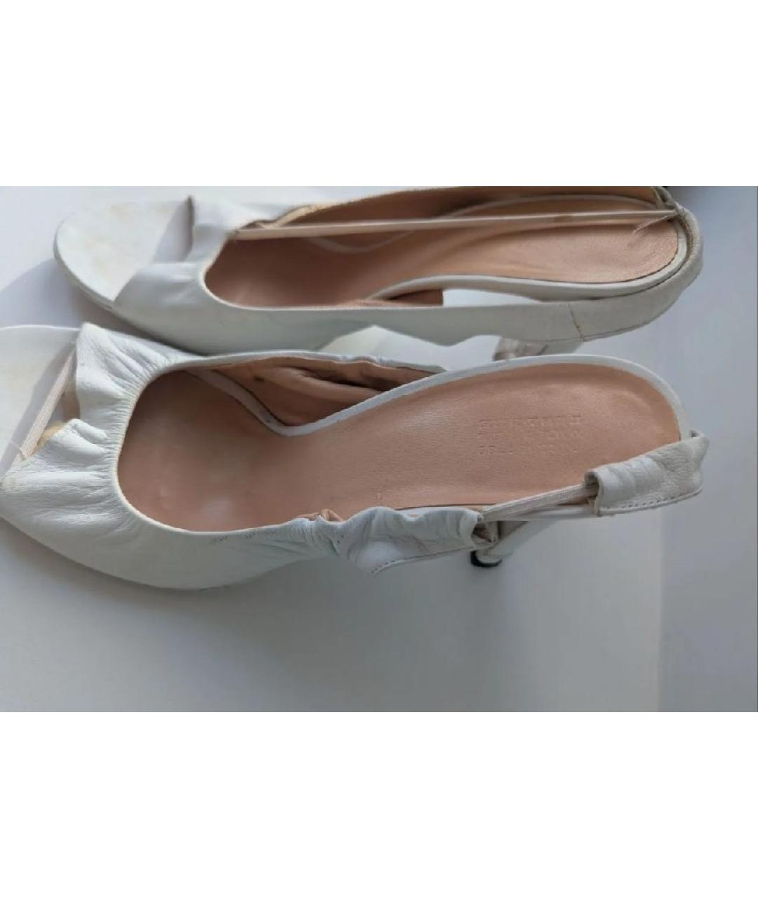 MAISON MARGIELA Белые кожаные босоножки, фото 6
