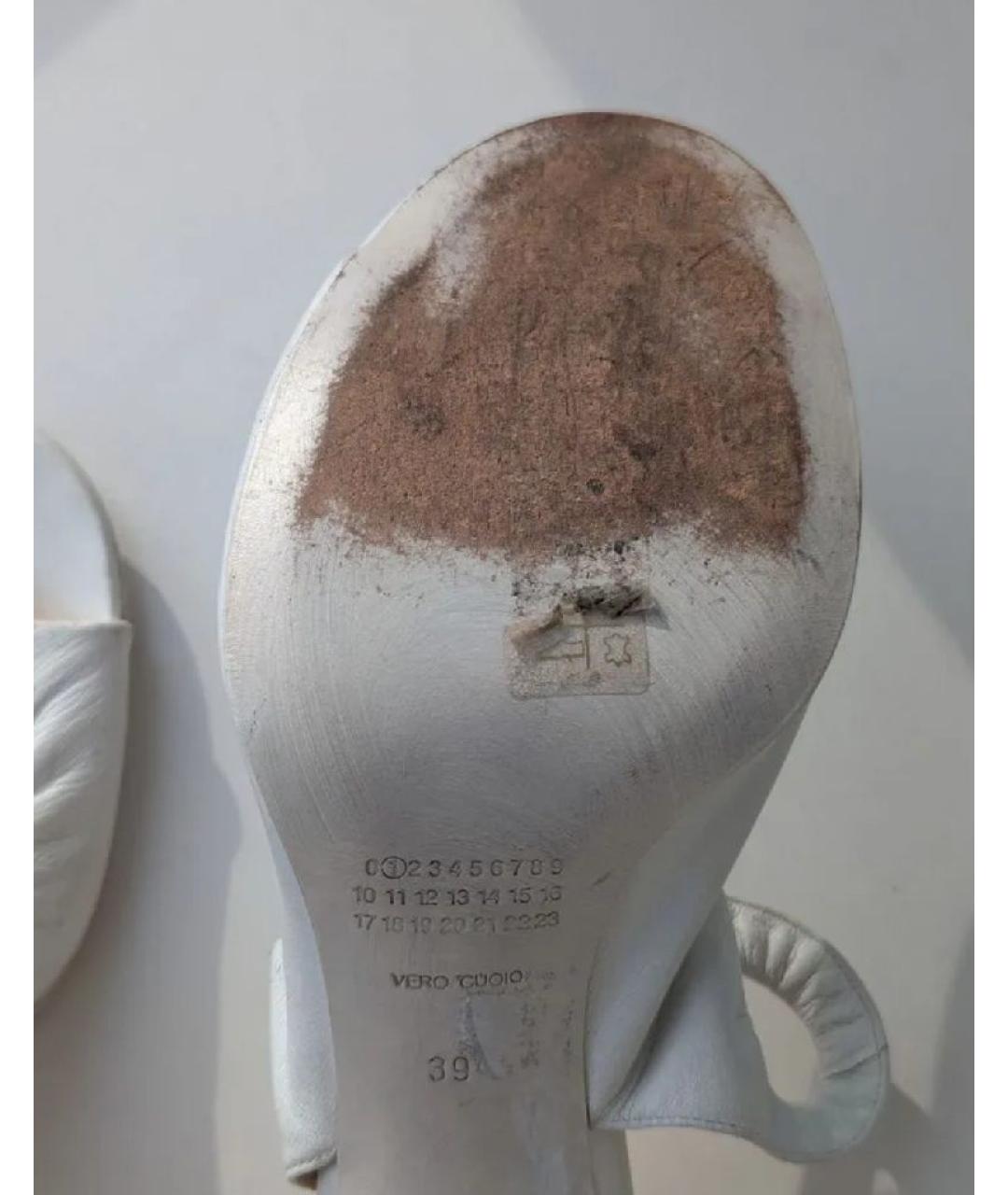 MAISON MARGIELA Белые кожаные босоножки, фото 9