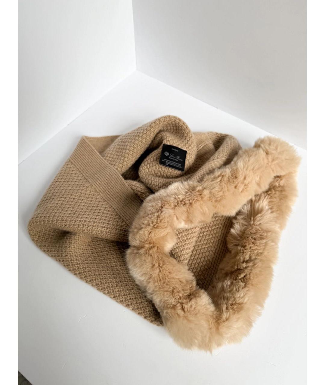 LORO PIANA Бежевый кашемировый шарф, фото 3