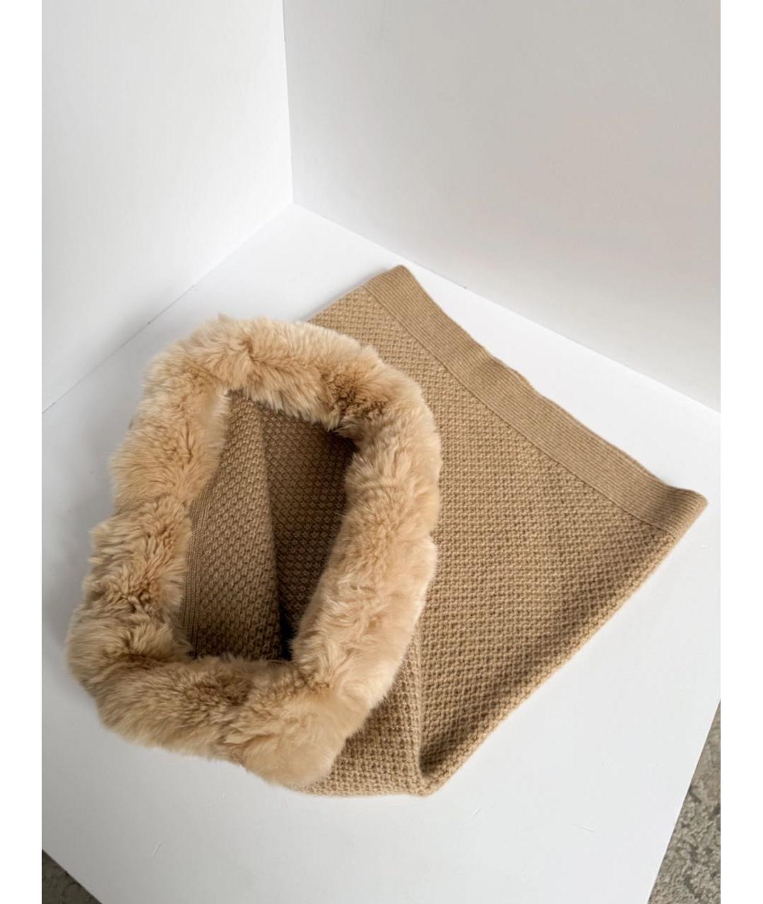 LORO PIANA Бежевый кашемировый шарф, фото 4