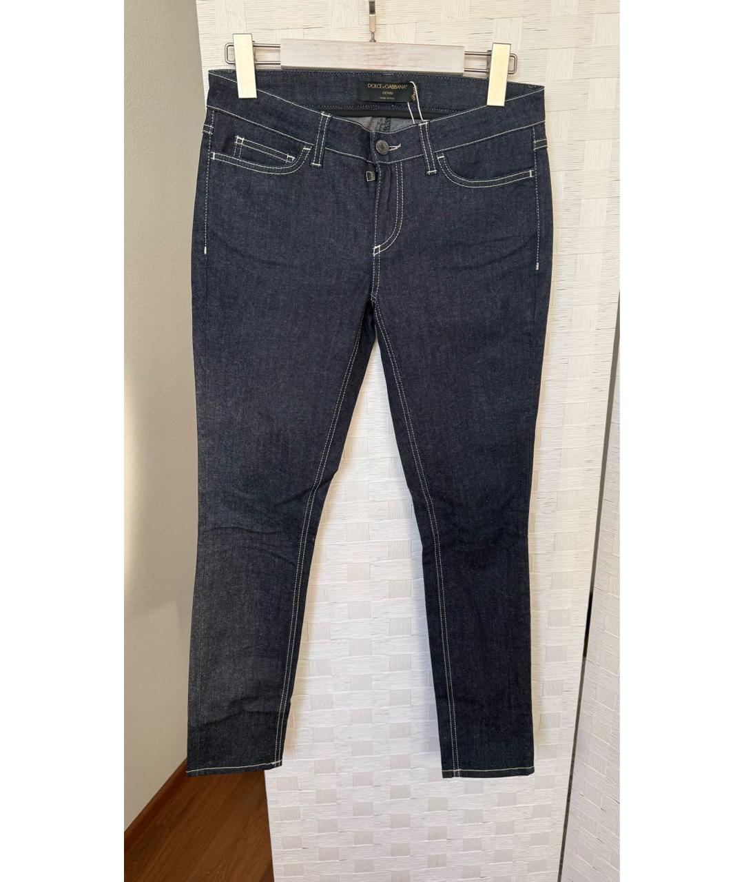 DOLCE&GABBANA Темно-синие хлопковые джинсы слим, фото 5