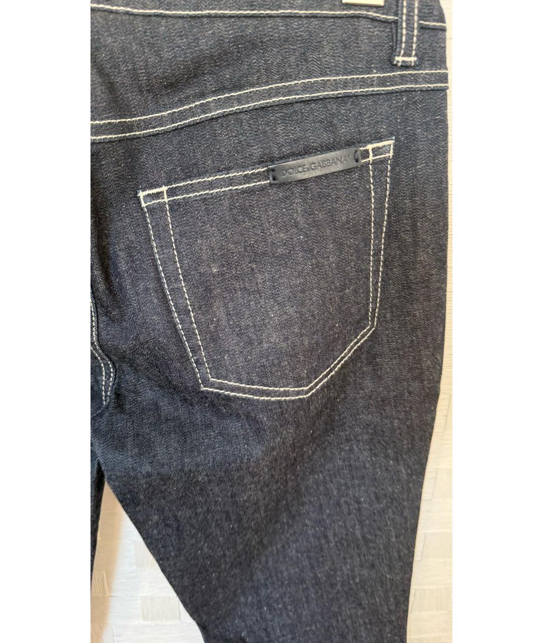DOLCE&GABBANA Темно-синие хлопковые джинсы слим, фото 4