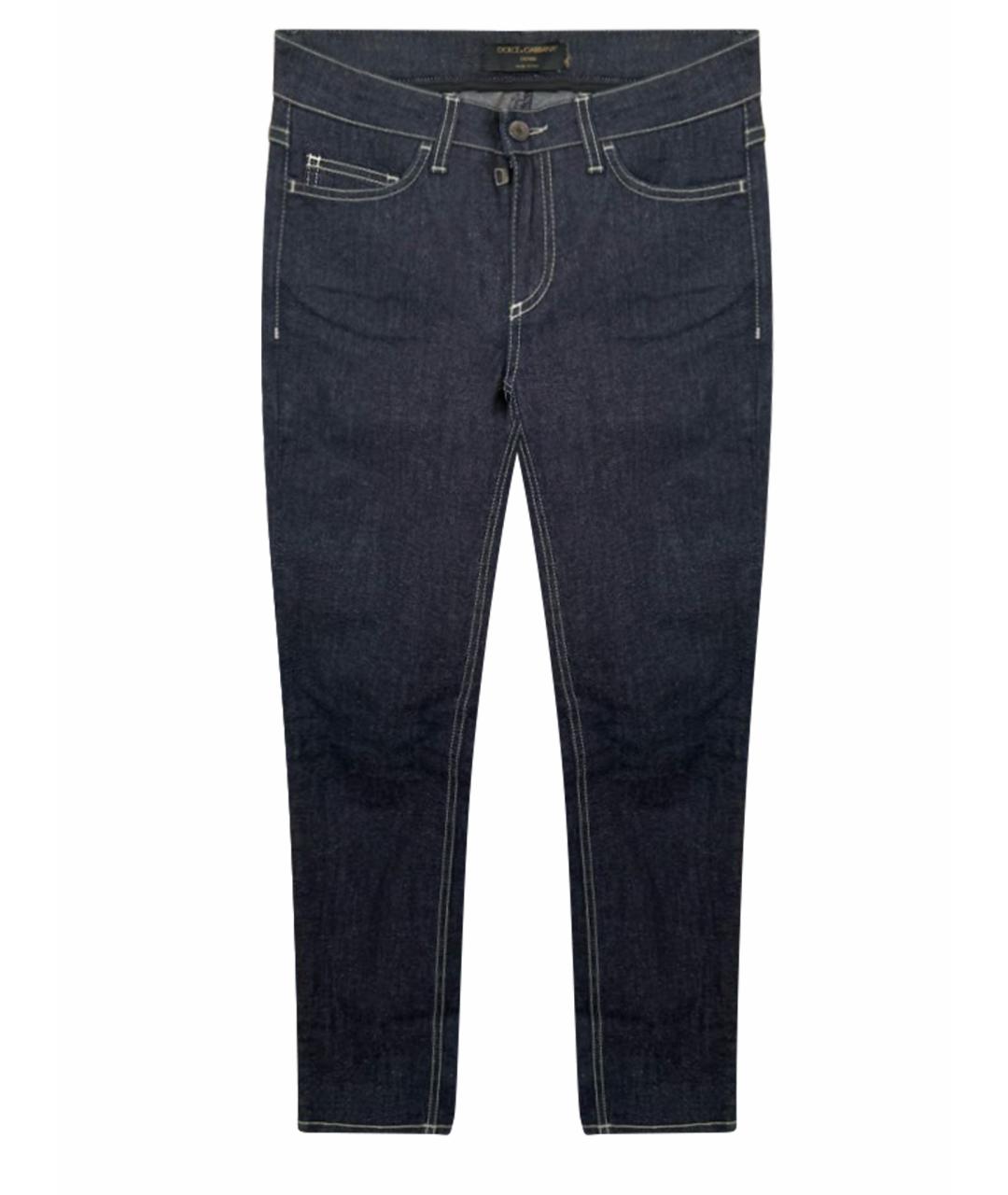 DOLCE&GABBANA Темно-синие хлопковые джинсы слим, фото 1