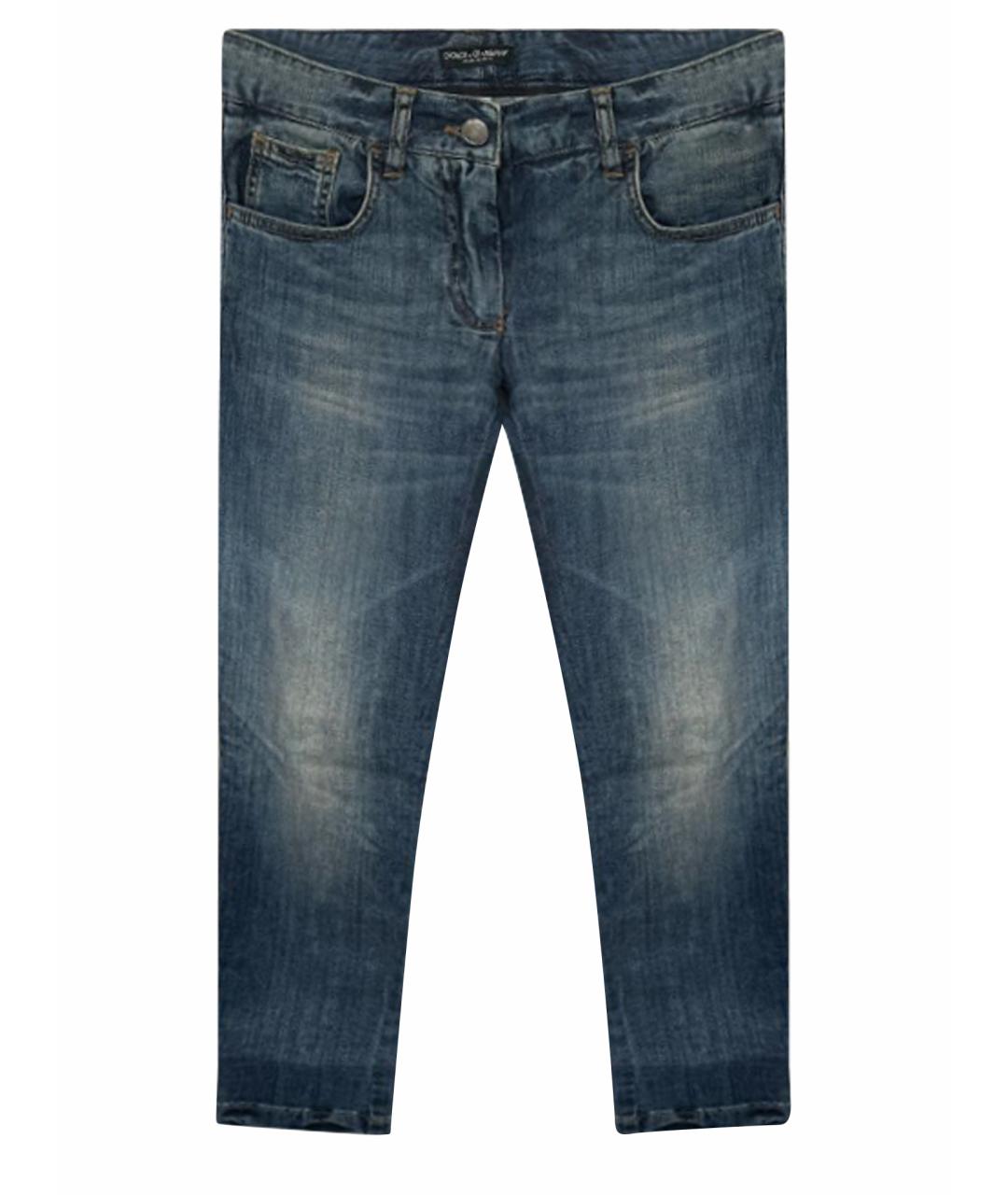 DOLCE&GABBANA Темно-синие хлопковые джинсы слим, фото 1