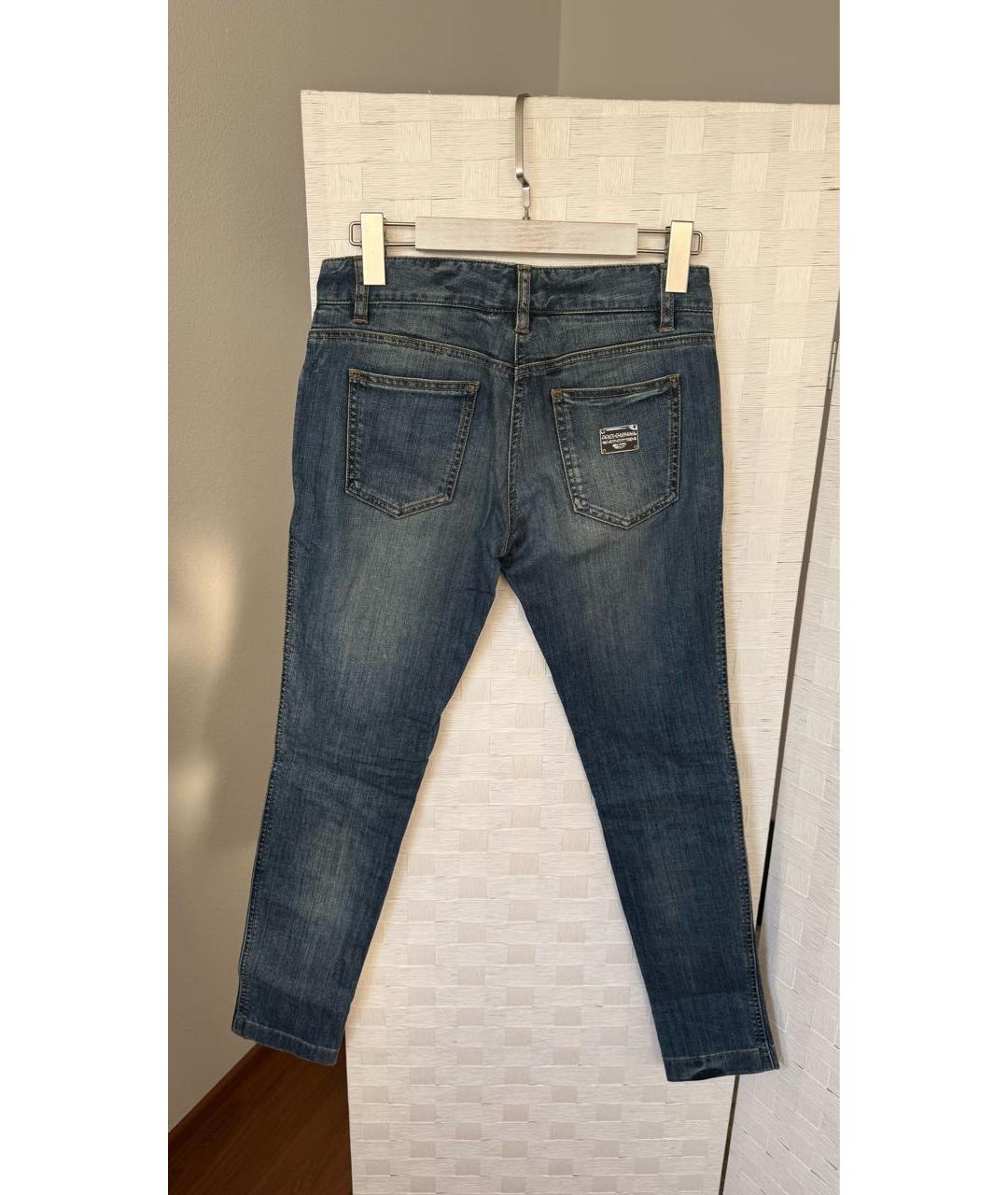 DOLCE&GABBANA Темно-синие хлопковые джинсы слим, фото 2