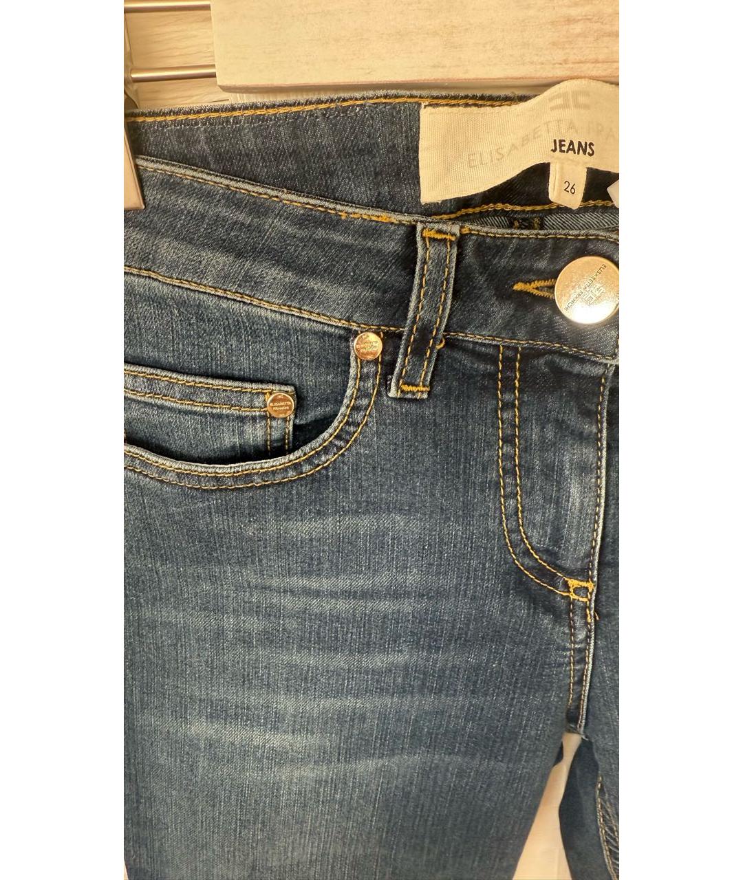 ELISABETTA FRANCHI Темно-синие хлопковые джинсы клеш, фото 4