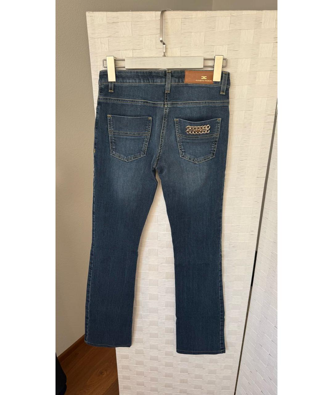 ELISABETTA FRANCHI Темно-синие хлопковые джинсы клеш, фото 2