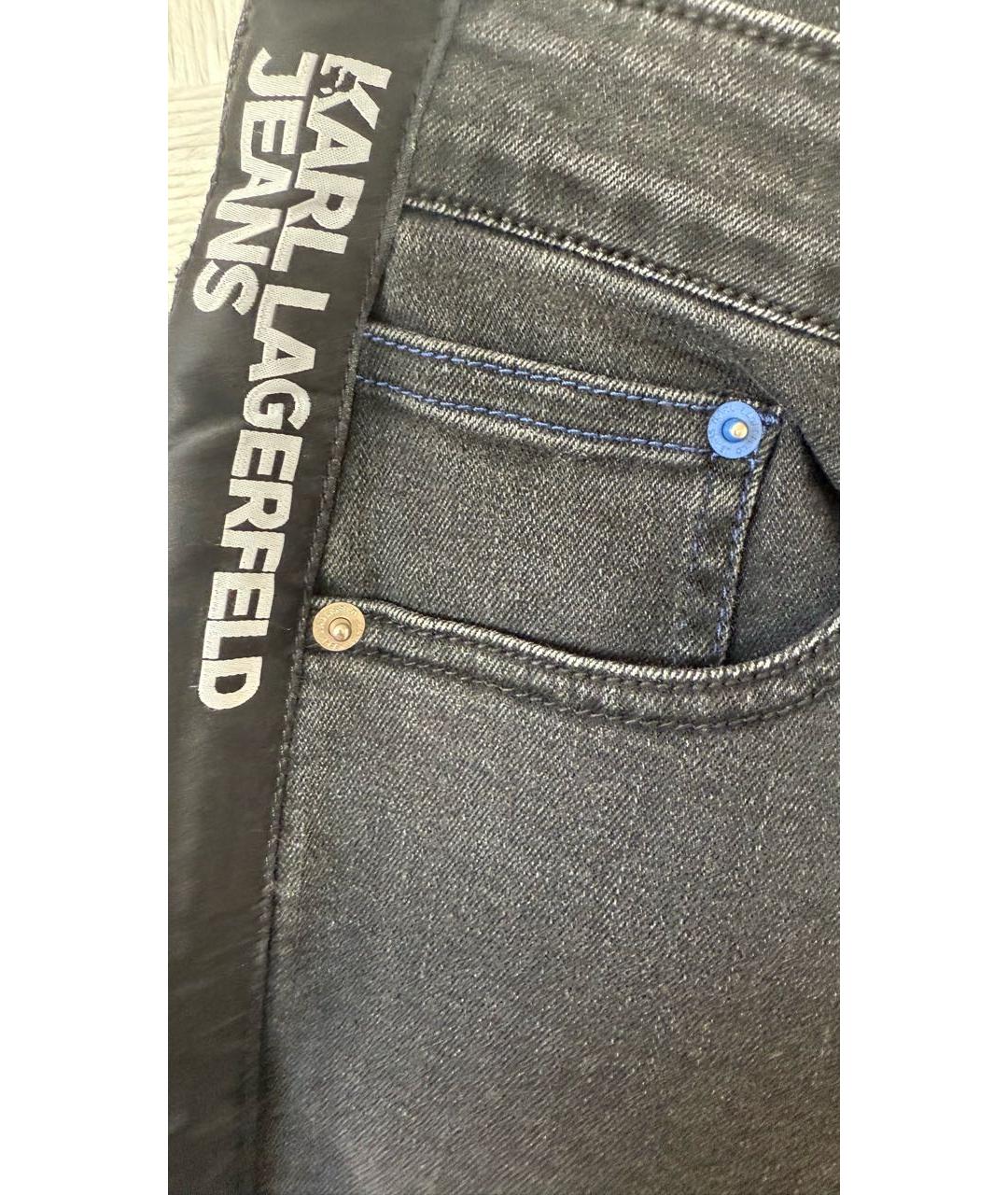 KARL LAGERFELD Черные хлопковые джинсы слим, фото 4