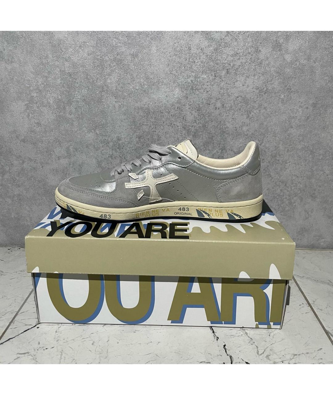 PREMIATA Серебряные кожаные кеды, фото 3