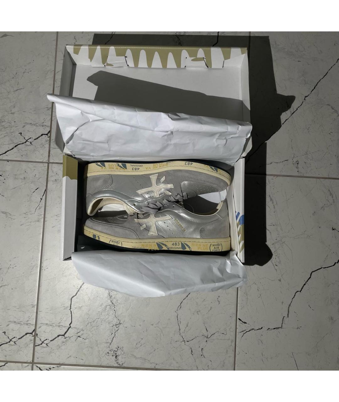 PREMIATA Серебряные кожаные кеды, фото 6