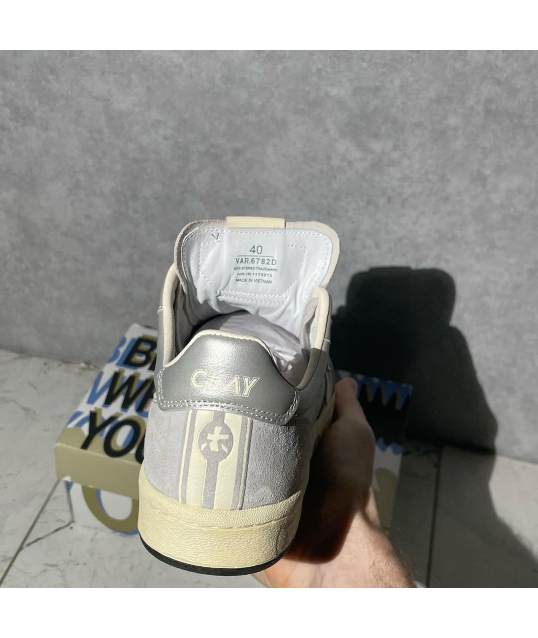 PREMIATA Серебряные кожаные кеды, фото 5