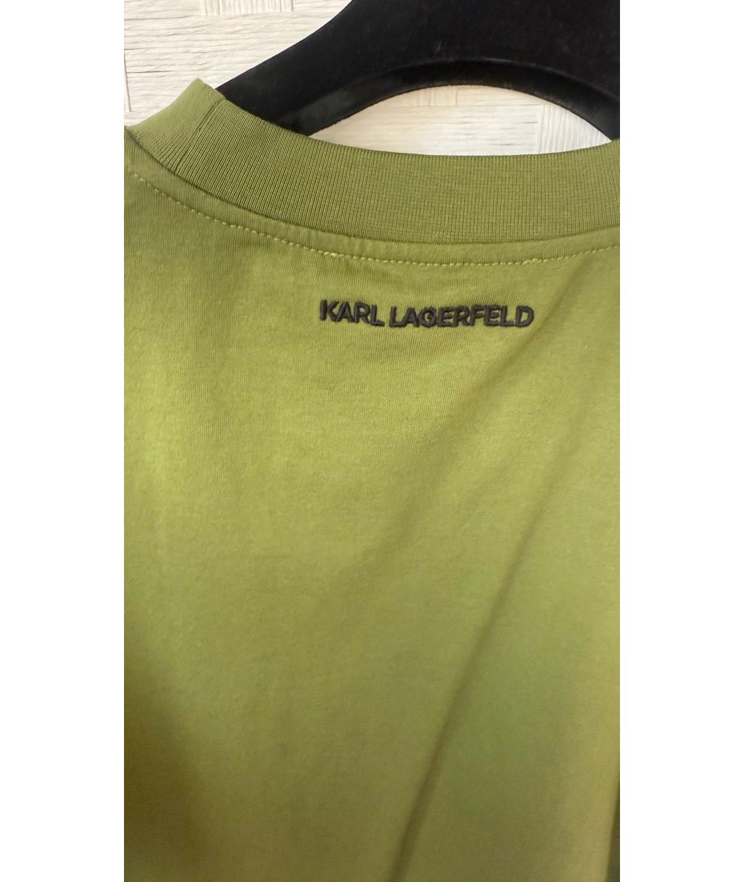 KARL LAGERFELD Зеленая хлопковая футболка, фото 4