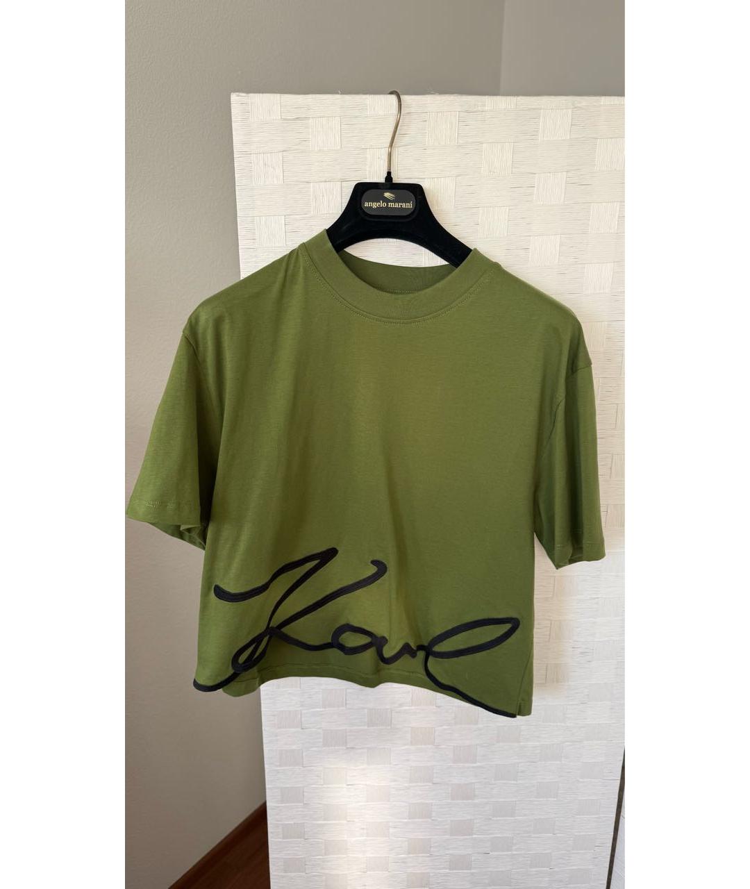 KARL LAGERFELD Зеленая хлопковая футболка, фото 6