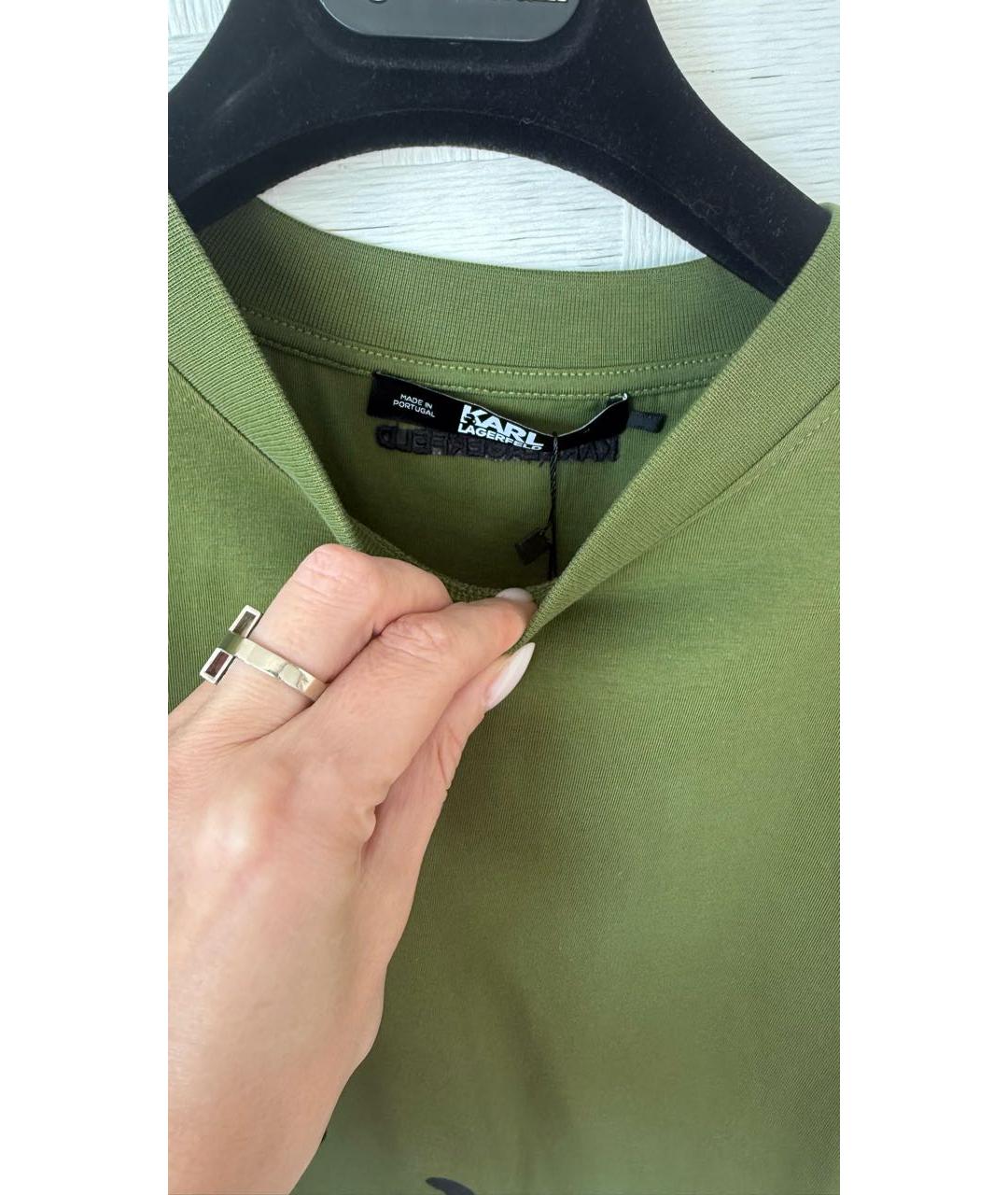 KARL LAGERFELD Зеленая хлопковая футболка, фото 3