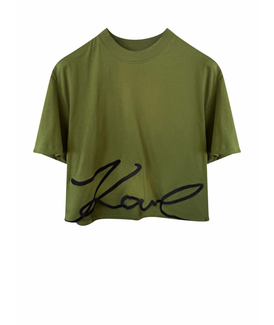 KARL LAGERFELD Зеленая хлопковая футболка, фото 1